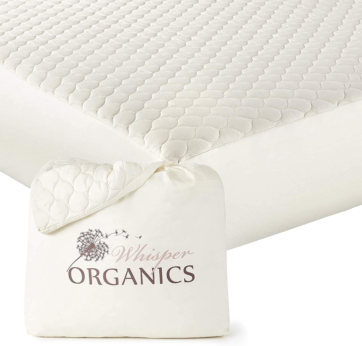 , 100% Organic Cotton Mattress Protector - Breathable Cooling Quilted Fitted Mattress Pad Cover, GOTS Certified - Ivory Color, 17" Deep Pocket (Full Bed Size)