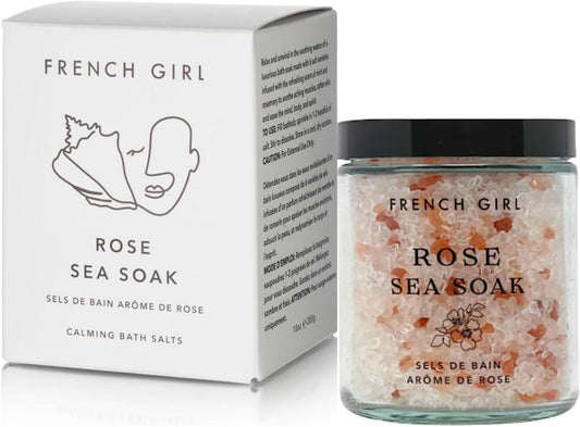 Rose Bath Salts - Soothing Epsom Salt for Soaking, Aromatherapeutic Blend of Dead Sea Salt for Sore Muscles, Detoxing, and Relaxation, Clean, Vegan & Cruelty-Free, 10Oz